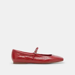 REYES BALLET FLATS RED CRINKLE PATENT