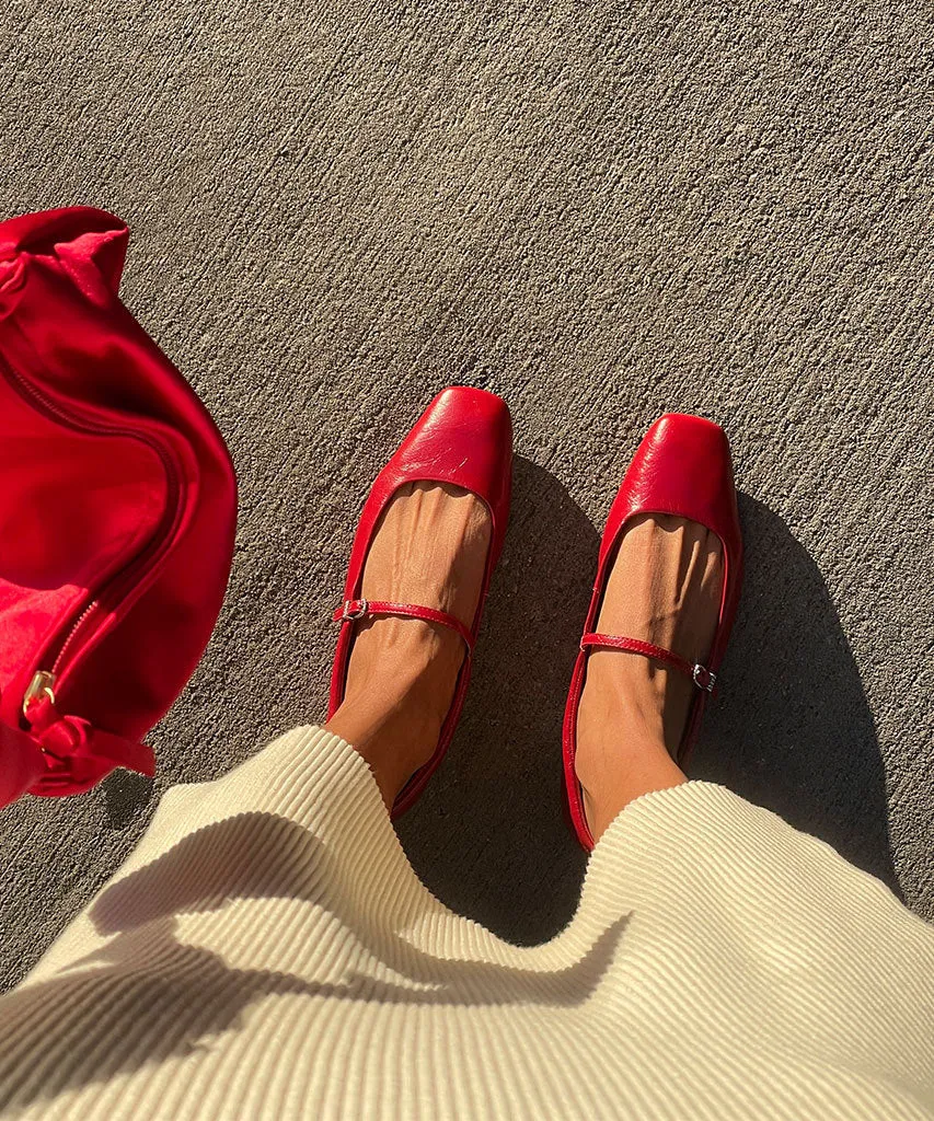 REYES BALLET FLATS RED CRINKLE PATENT