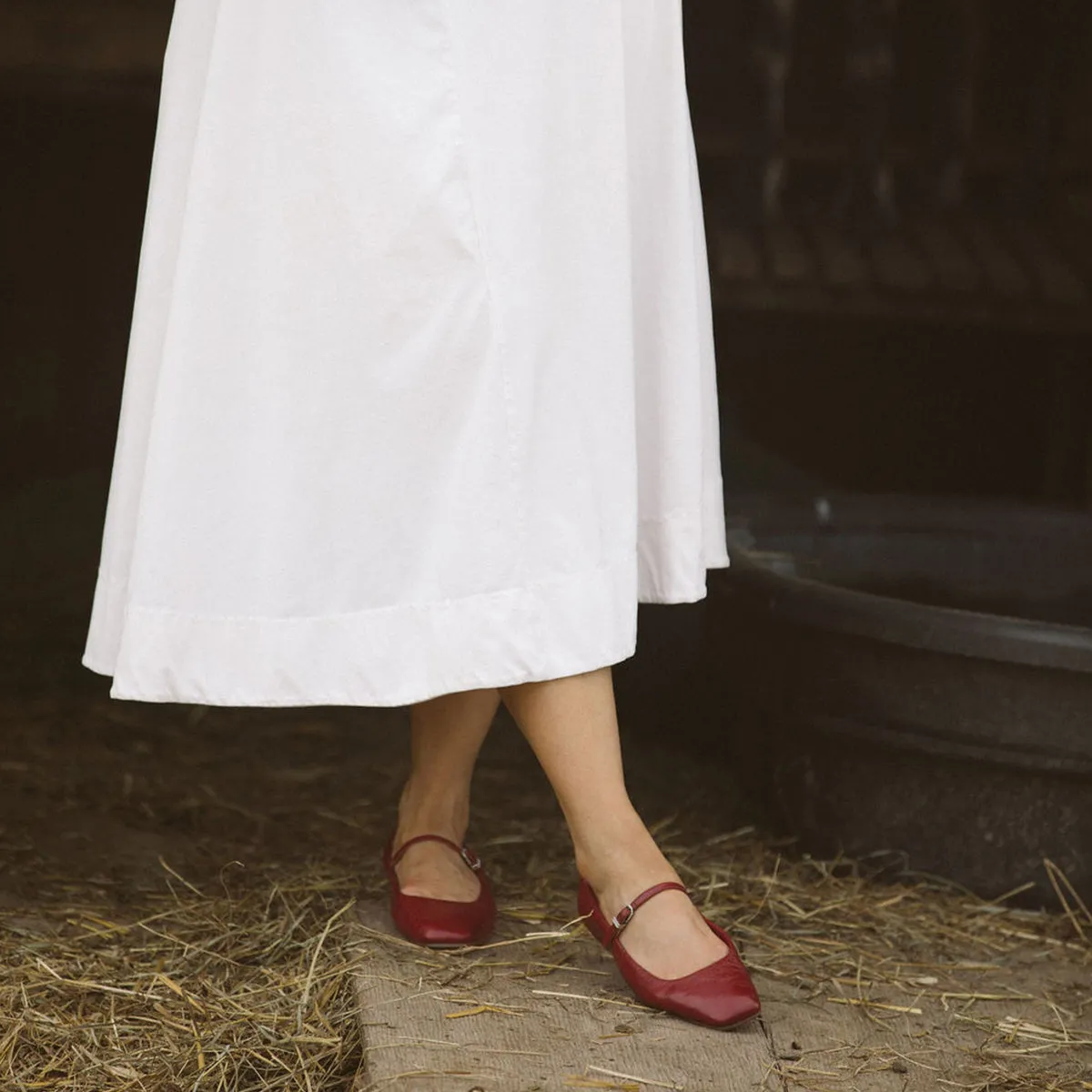 REYES BALLET FLATS RED CRINKLE PATENT