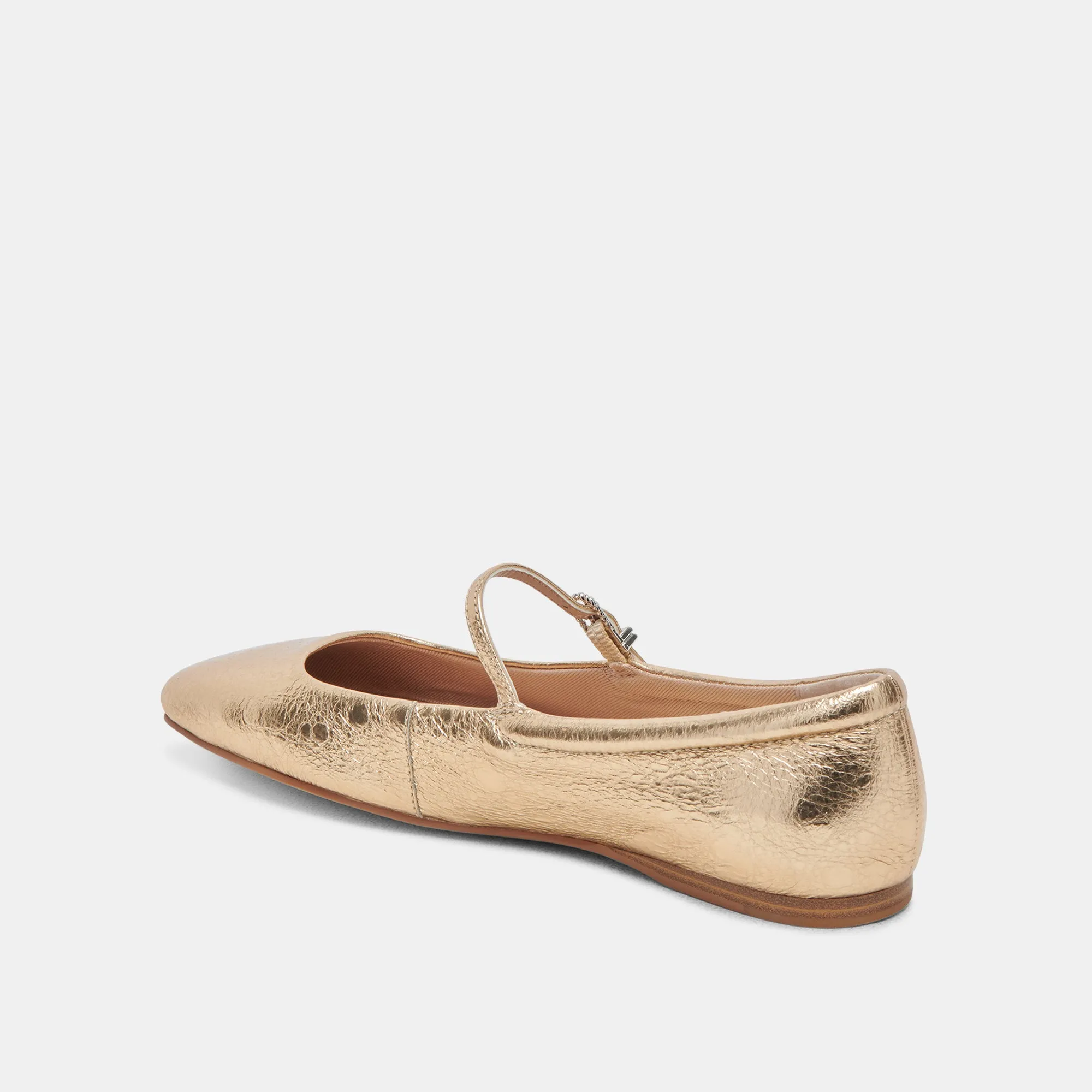 REYES WIDE BALLET FLATS GOLD DISTRESSED LEATHER