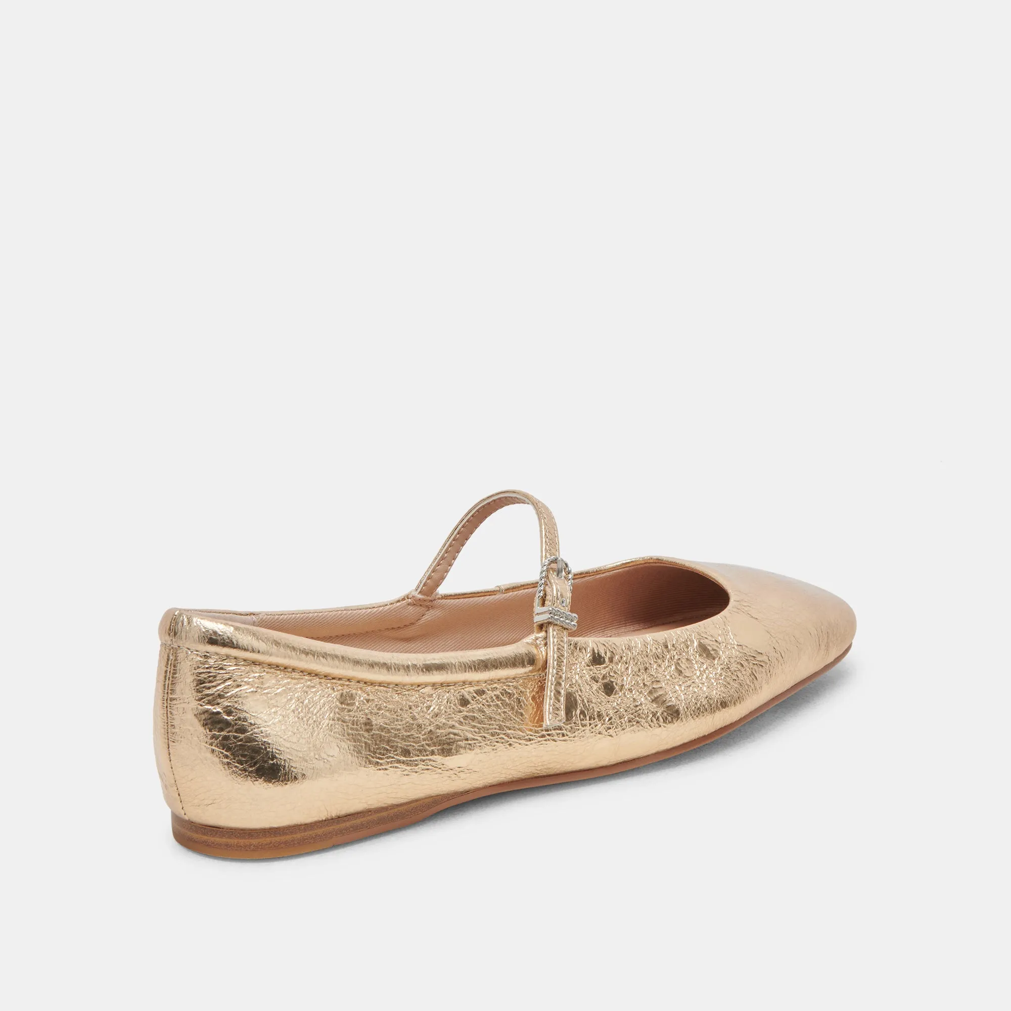 REYES WIDE BALLET FLATS GOLD DISTRESSED LEATHER