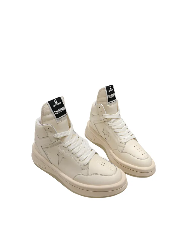 Rick Owens Cream High-Top Sneakers