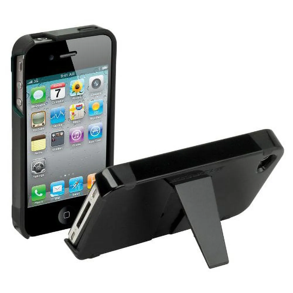 Scosche IP4KBKV Black on Black Hybrid Case with Kickstand for the New iPhone 4S and iPhone 4 (Verizon and AT&T)