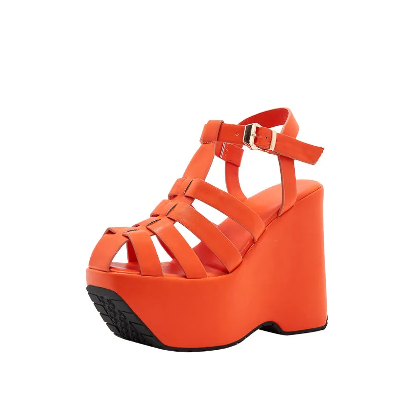 Strappy Roman Sandals Wedge Heels Summer Shoes for Women