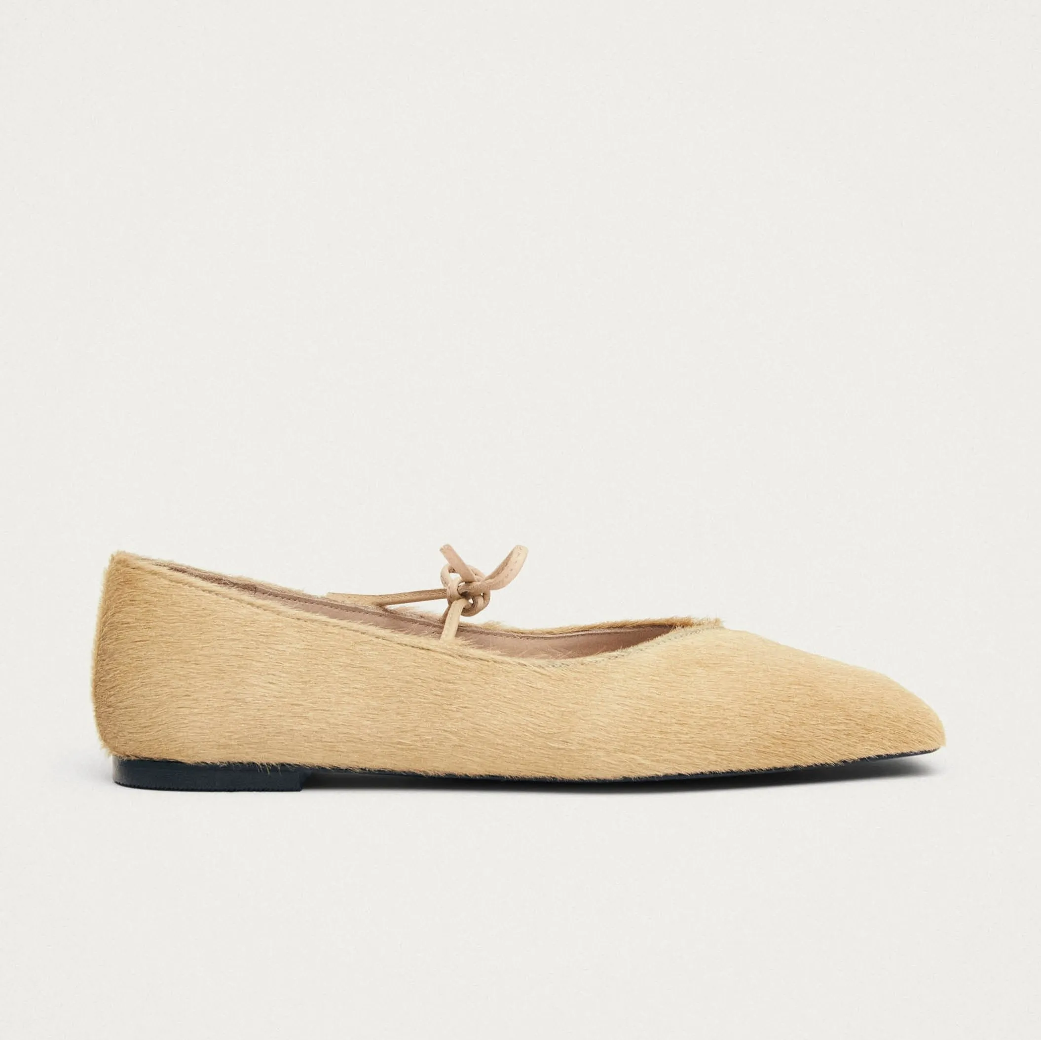 Sway Soft Beige Leather Ballet Flats