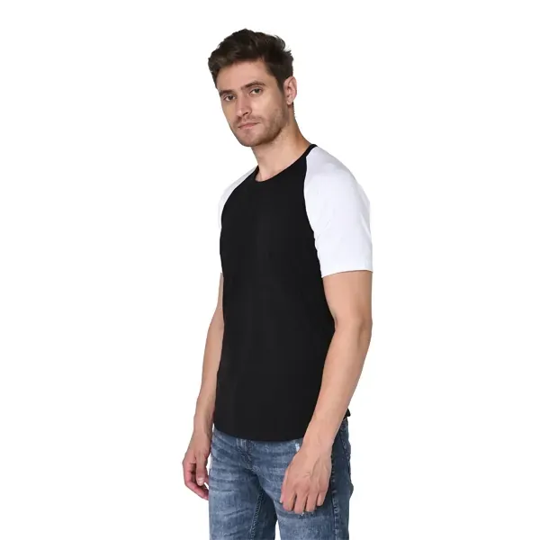 SXV Solid Dual Color Raglan Sleeve T-Shirt For Men (Black-White)