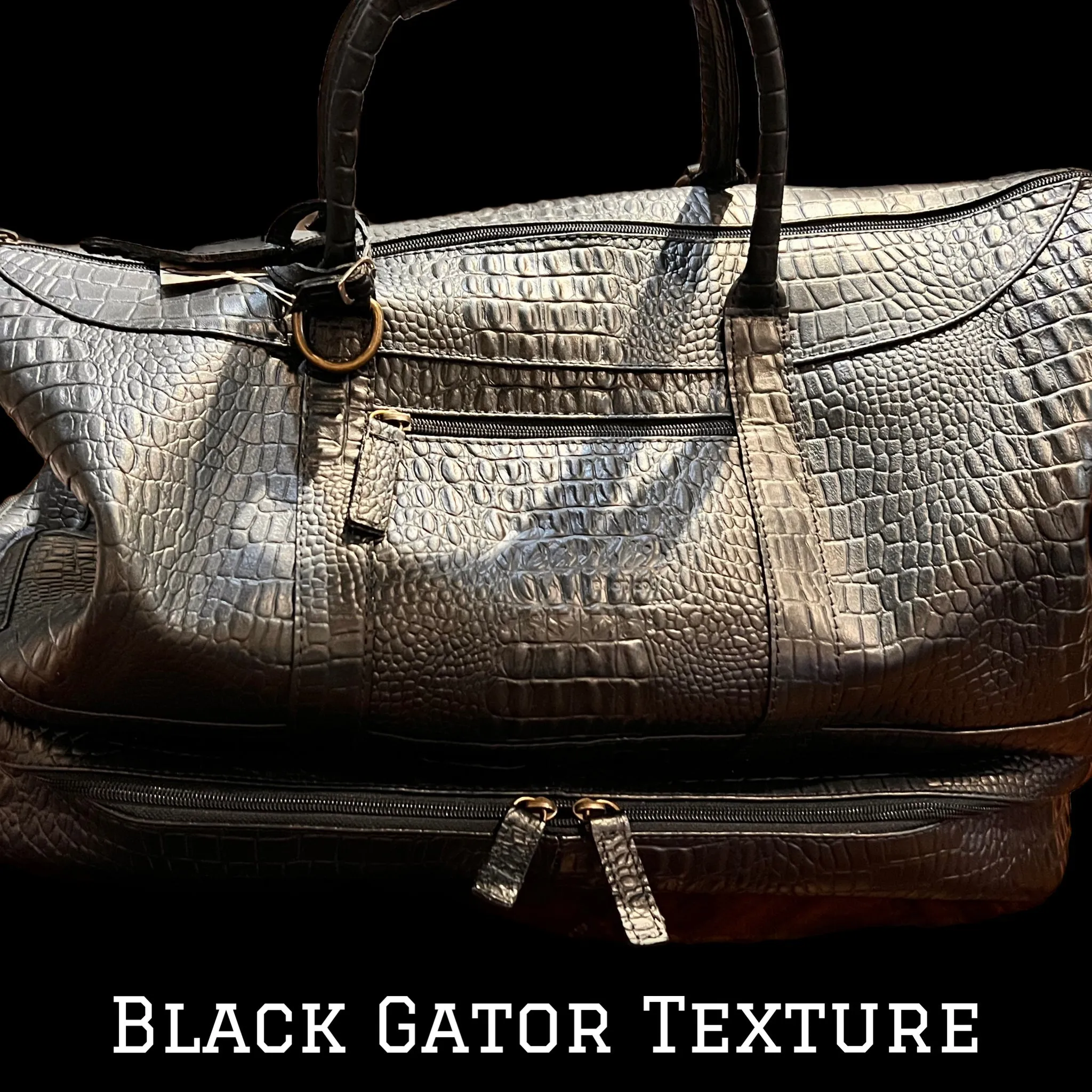 Texas Weekender Duffle & Boot Bag - Black Embossed Gator