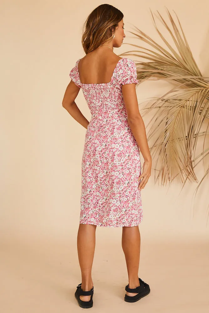 Thinking Of The Past Midi Dress Pink