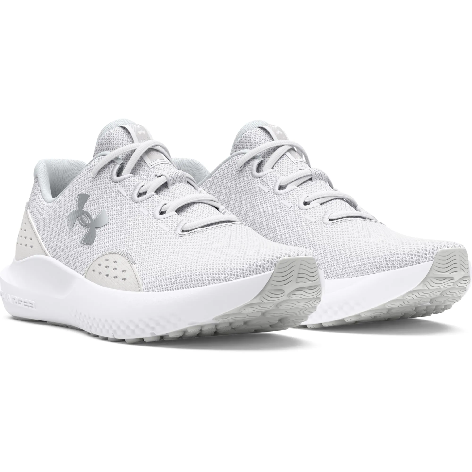 Under Armour Women's Charged Surge 4, (100) White/Distant Gray/Metallic Silver, 7.5, US