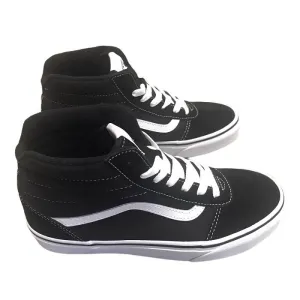 Vans scarpa sneakers da ragazzo in camoscio e tela Ward HI VN0A38JAIJU1 nero-bianco