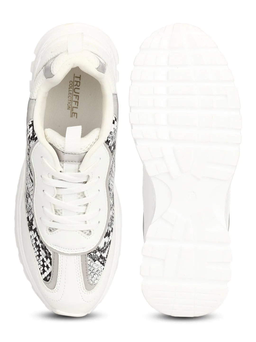 White Snake Chunky Cleated Bottom Sneakers