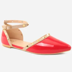 Women "REVONA" Low Ankle Strap Flats Shoes