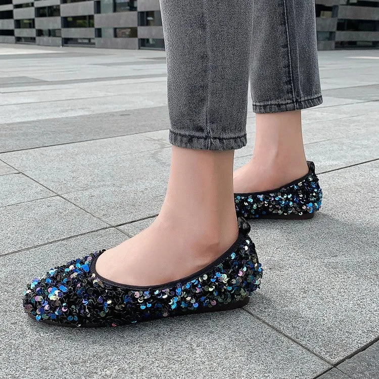 Women's Lightweight Bling Bling Sequins Slip on Flats Shoes