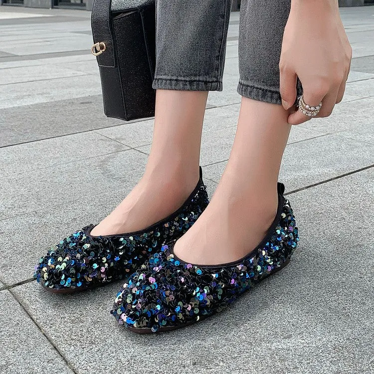 Women's Lightweight Bling Bling Sequins Slip on Flats Shoes