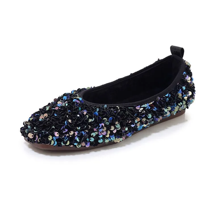 Women's Lightweight Bling Bling Sequins Slip on Flats Shoes