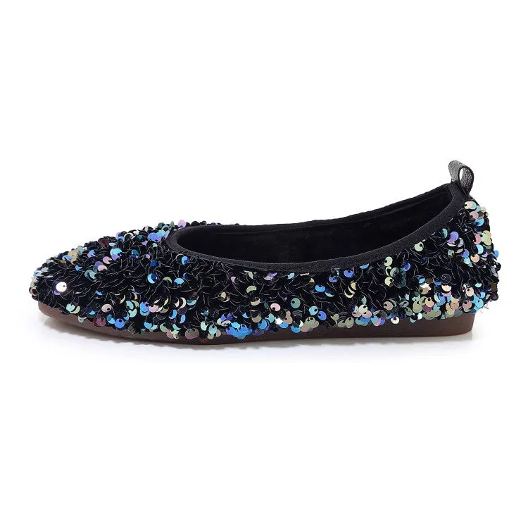 Women's Lightweight Bling Bling Sequins Slip on Flats Shoes