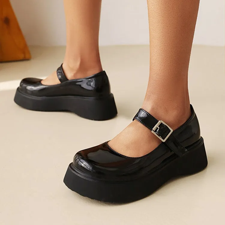 Women's Mary Janes Shallow Flat Platform Pumps