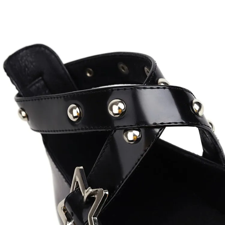 Women's Star-shaped Rivets Platform Wedge Heels Shoes