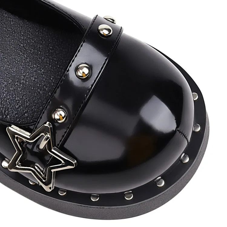 Women's Star-shaped Rivets Platform Wedge Heels Shoes